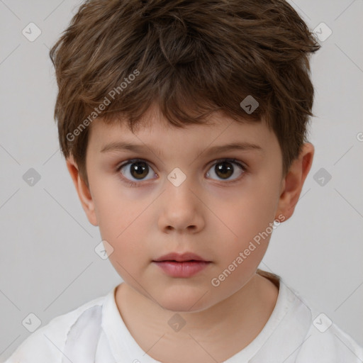 Neutral white child male with short  brown hair and brown eyes