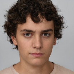 Neutral white young-adult male with medium  brown hair and brown eyes