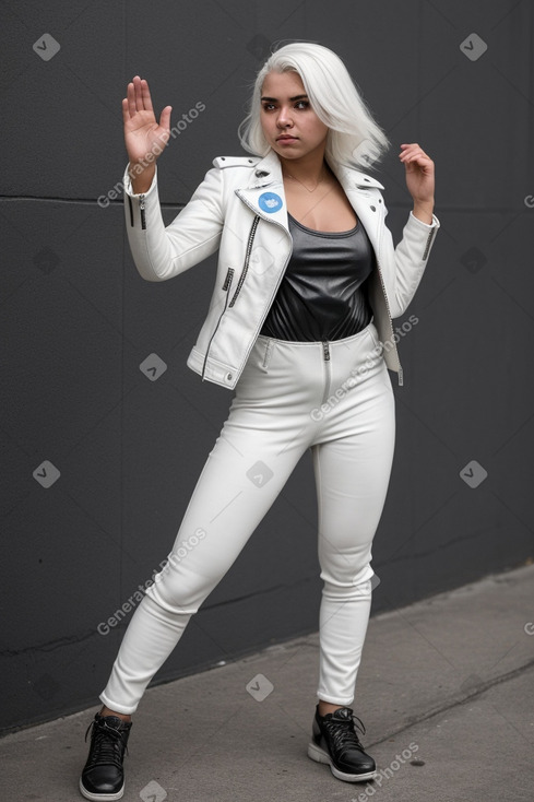 Honduran young adult female with  white hair