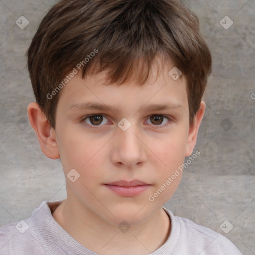 Neutral white child male with short  brown hair and brown eyes