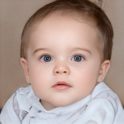 Neutral white child female with short  brown hair and blue eyes