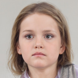 Neutral white young-adult female with medium  brown hair and grey eyes