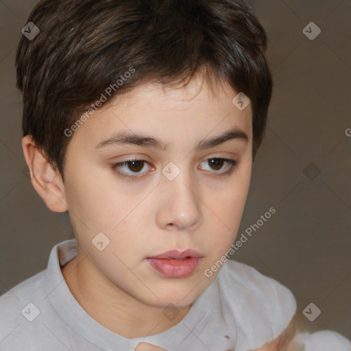 Neutral white child male with short  brown hair and brown eyes