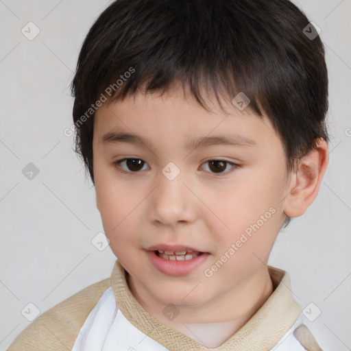 Neutral white child male with short  brown hair and brown eyes