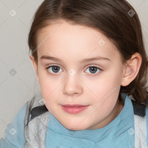 Neutral white child female with medium  brown hair and brown eyes