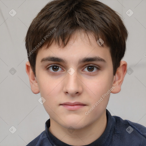 Neutral white child male with short  brown hair and brown eyes