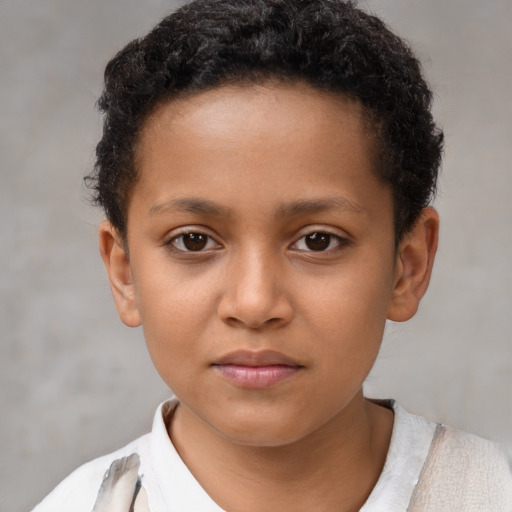 Neutral black child male with short  brown hair and brown eyes