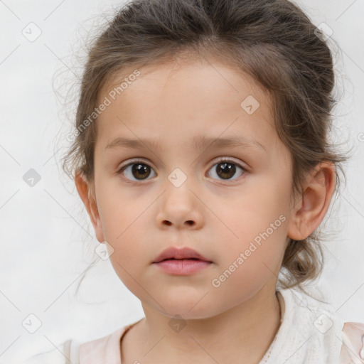 Neutral white child female with medium  brown hair and brown eyes