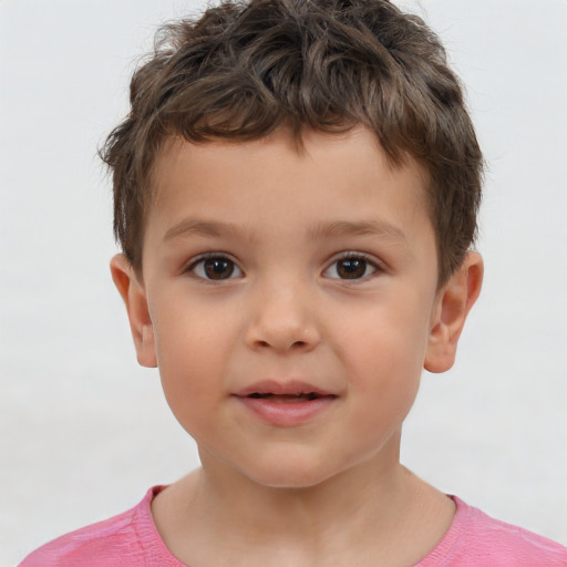 Neutral white child male with short  brown hair and brown eyes