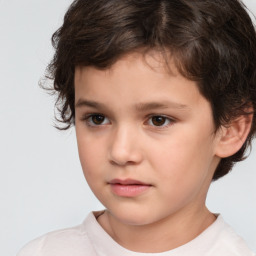 Neutral white child female with short  brown hair and brown eyes