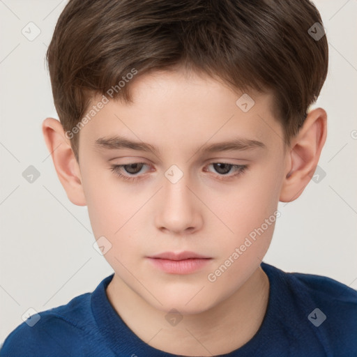 Neutral white child male with short  brown hair and brown eyes