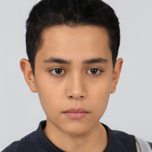 Neutral asian young-adult male with short  brown hair and brown eyes