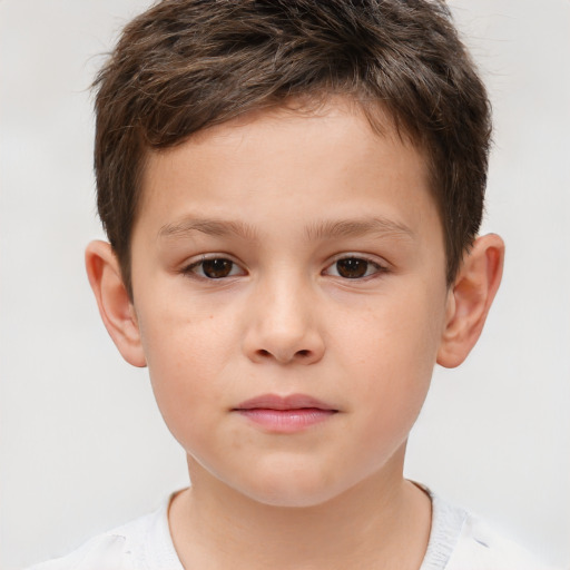 Neutral white child male with short  brown hair and brown eyes