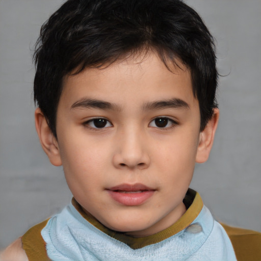 Neutral white child male with short  brown hair and brown eyes