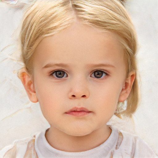 Neutral white child female with medium  blond hair and brown eyes