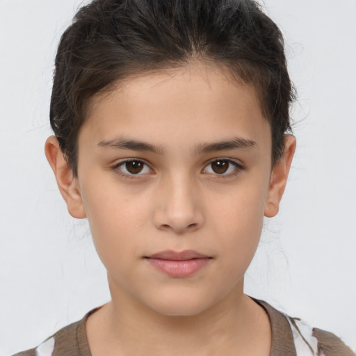 Neutral white young-adult female with short  brown hair and brown eyes