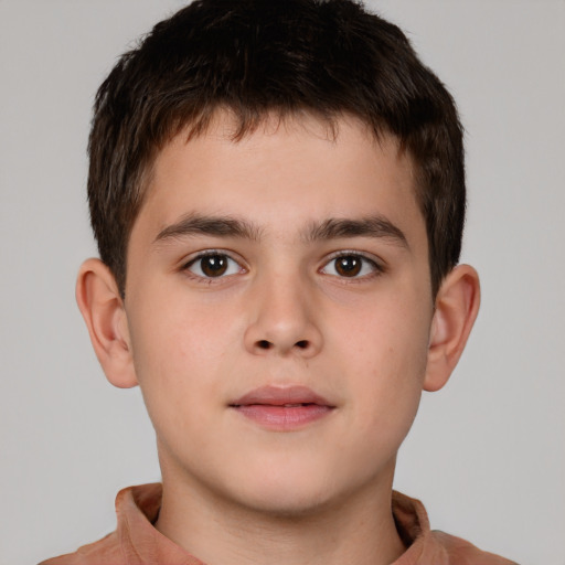 Neutral white child male with short  brown hair and brown eyes