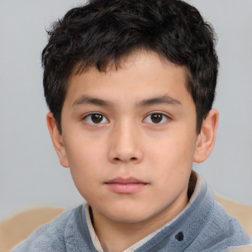 Neutral white child male with short  brown hair and brown eyes
