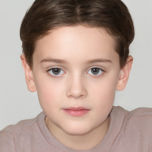 Neutral white child female with short  brown hair and brown eyes