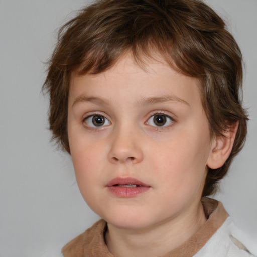 Neutral white child female with medium  brown hair and brown eyes