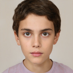 Neutral white child male with short  brown hair and brown eyes