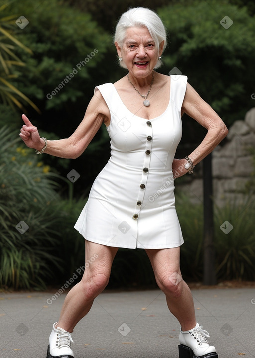 New zealand elderly female with  white hair