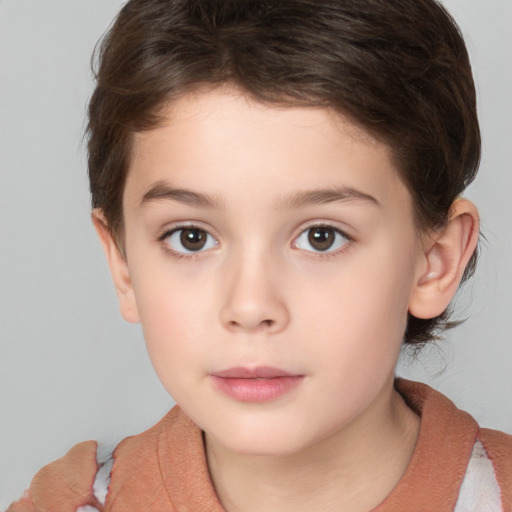 Neutral white child female with medium  brown hair and brown eyes