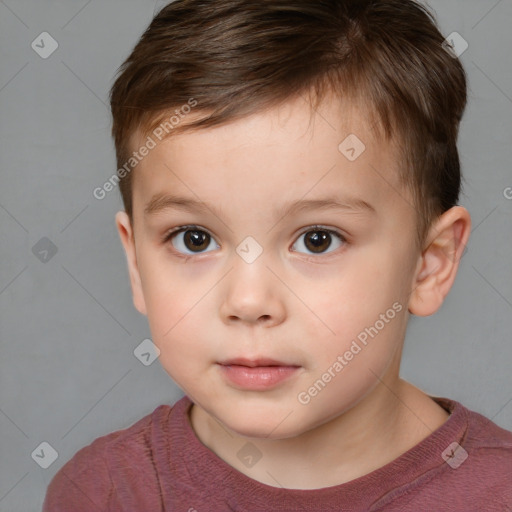 Neutral white child male with short  brown hair and brown eyes