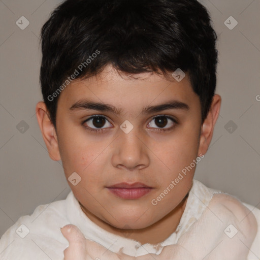 Neutral white child male with short  brown hair and brown eyes