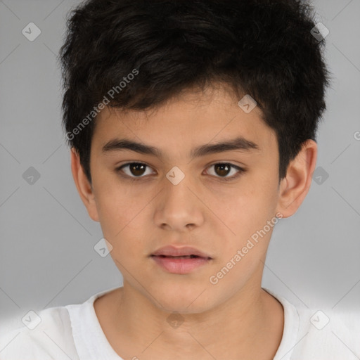 Neutral asian young-adult male with short  brown hair and brown eyes