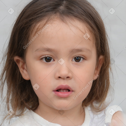 Neutral white child female with medium  brown hair and brown eyes