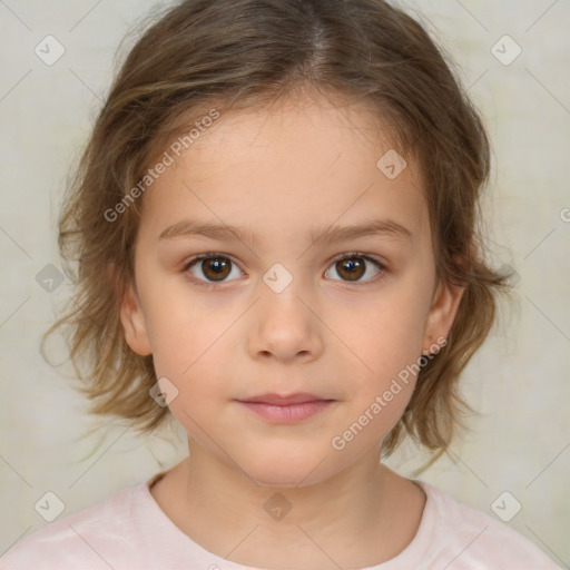 Neutral white child female with medium  brown hair and brown eyes