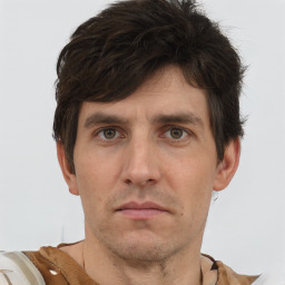 Neutral white adult male with short  brown hair and brown eyes