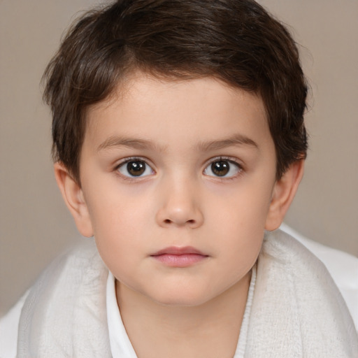 Neutral white child male with short  brown hair and brown eyes