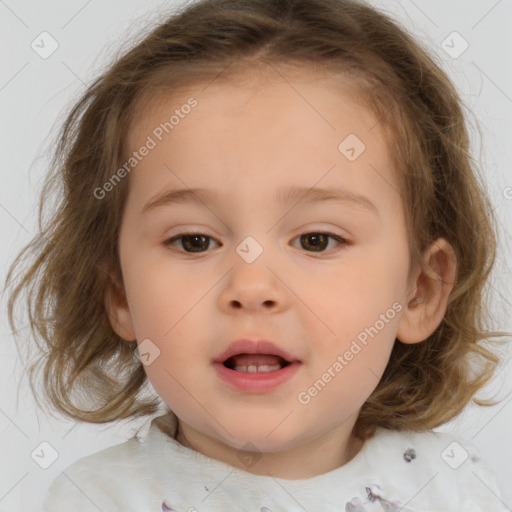 Neutral white child female with medium  brown hair and brown eyes