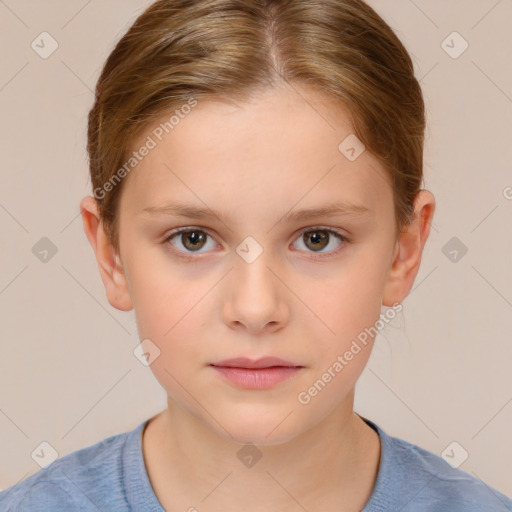 Neutral white child female with short  brown hair and brown eyes