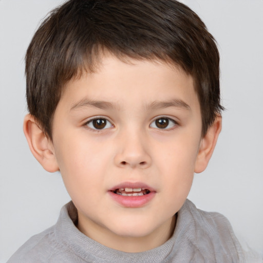 Neutral white child male with short  brown hair and brown eyes