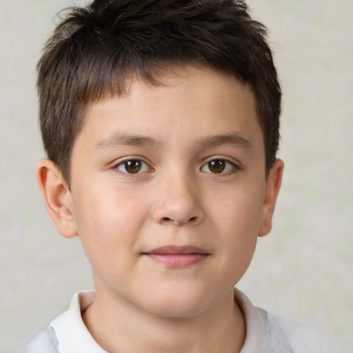 Neutral white child male with short  brown hair and brown eyes