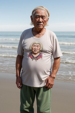 Mongolian elderly male with  blonde hair