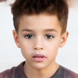 Neutral white child male with short  brown hair and brown eyes