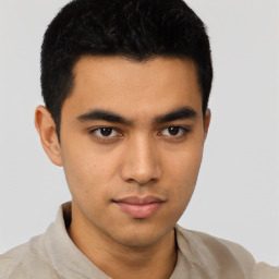 Neutral asian young-adult male with short  brown hair and brown eyes