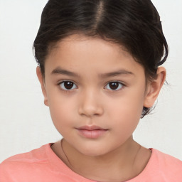 Neutral white child female with short  brown hair and brown eyes