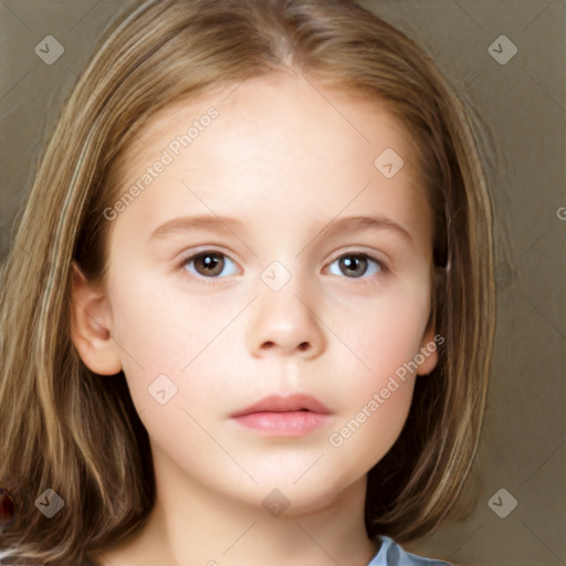 Neutral white child female with medium  brown hair and brown eyes