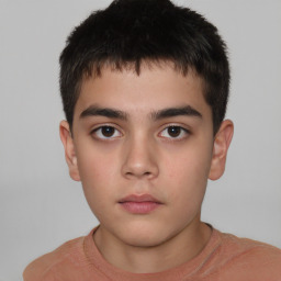 Neutral white child male with short  brown hair and brown eyes