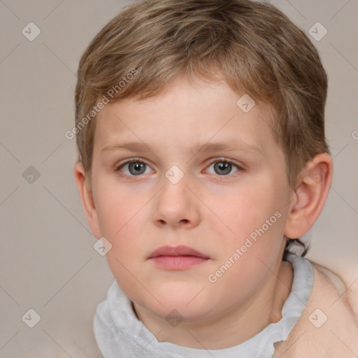 Neutral white child male with short  brown hair and brown eyes