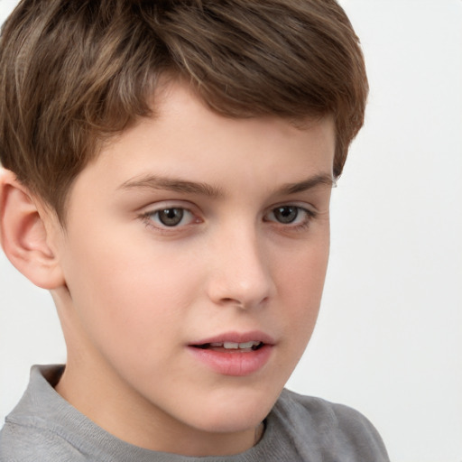 Neutral white child male with short  brown hair and brown eyes