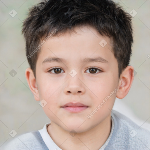 Neutral white child male with short  brown hair and brown eyes