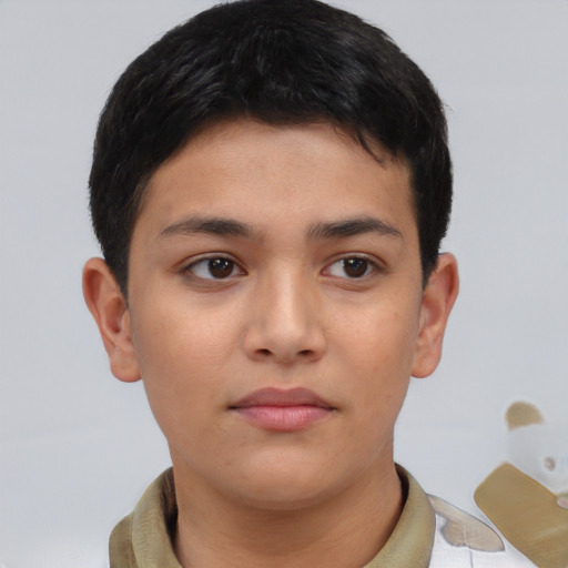 Neutral asian young-adult female with short  brown hair and brown eyes