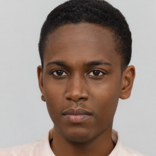 Neutral black young-adult male with short  brown hair and brown eyes