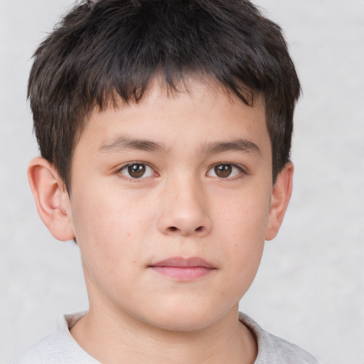 Neutral white child male with short  brown hair and brown eyes